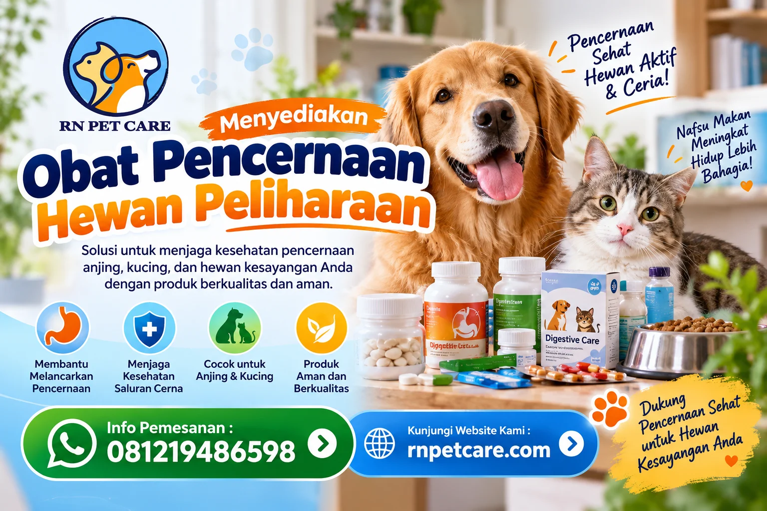 Menyediakan Obat Pencernaan Hewan Peliharaan