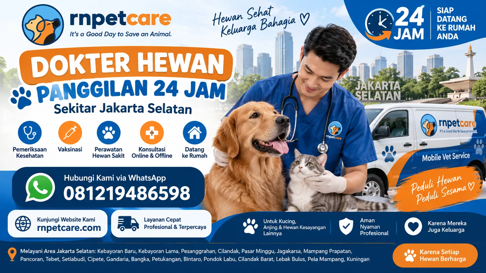 Dokter Hewan Panggilan 24 Jam sekitar Jakarta Selatan