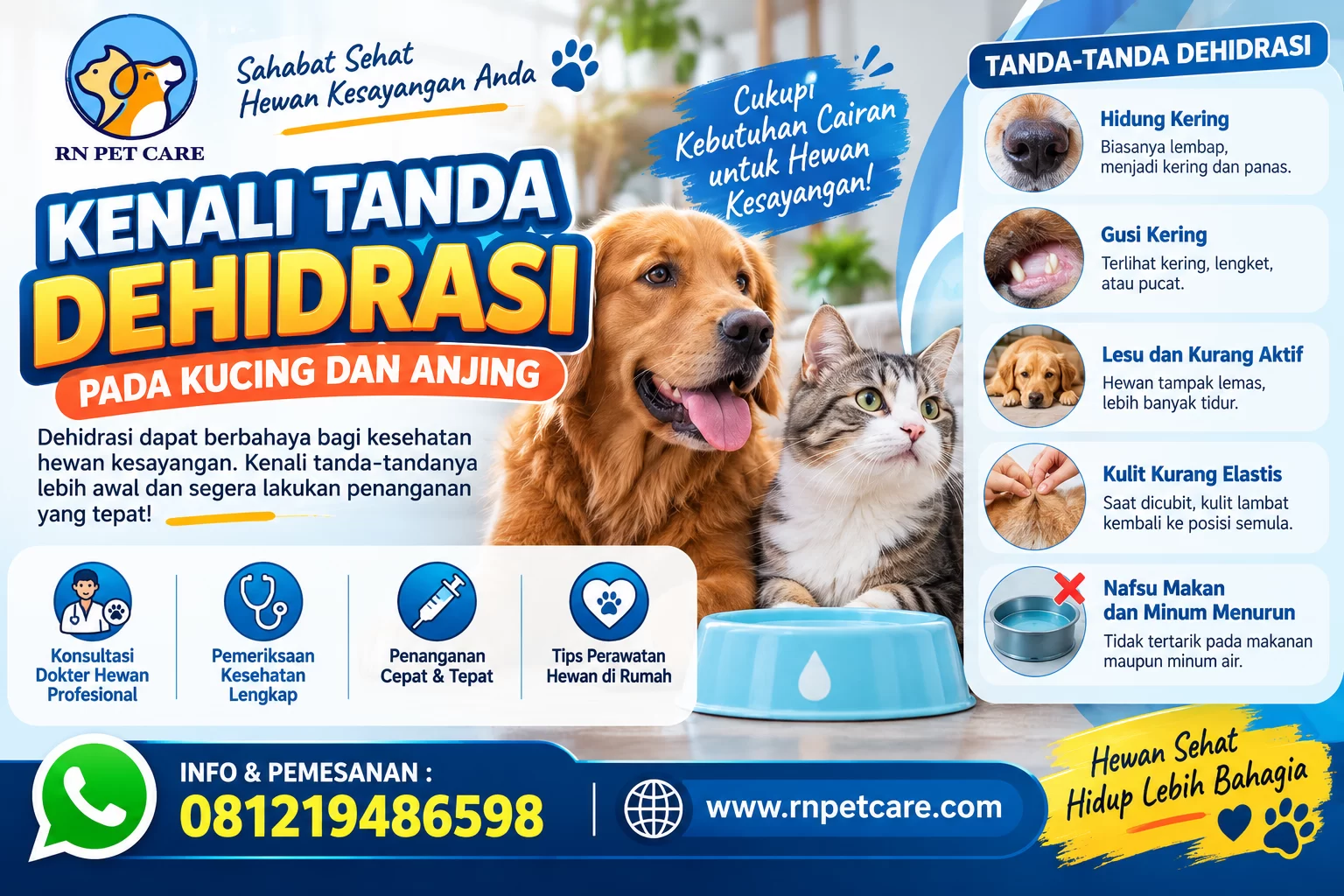Kenali Tanda Dehidrasi pada Kucing dan Anjing