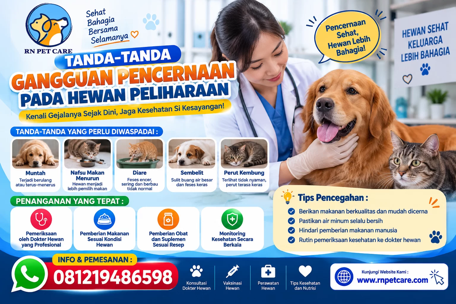 Tanda Tanda Gangguan Pencernaan pada Hewan Peliharaan